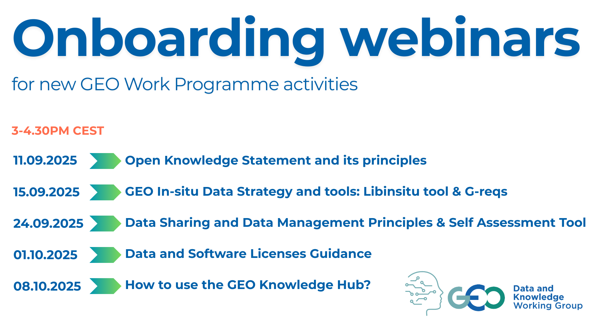 Dates for your diary: Data and Knowledge Working Group Onboarding sessions